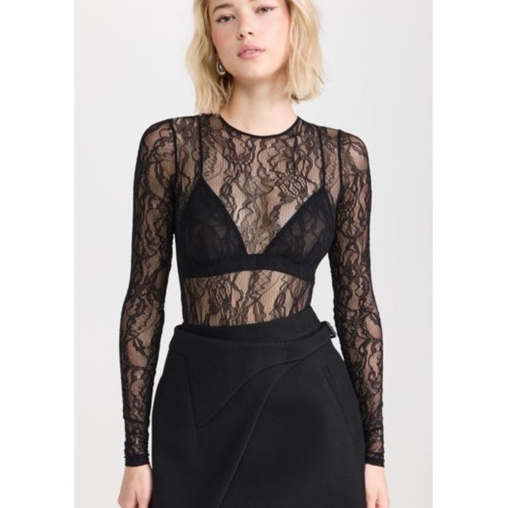 Women's Black Closet. Nyc Lace Thong Bodysuit - Picture 5 of 8